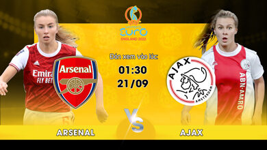 Lịch thi đấu Arsenal Women's vs Ajax Amsterdam 01h30 ngày 21/09/2022
