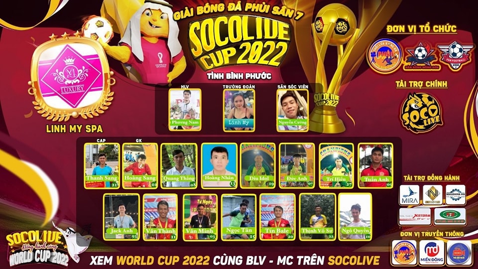 Danh sách cầu thủ Linh My Spa FC tại Giải bóng đá Bình Phước S7 Socolive Cup 2022