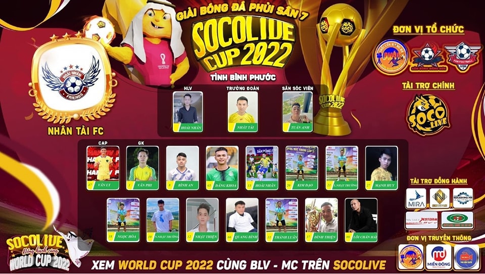 Danh sách cầu thủ Nhân Tài FC tại Giải bóng đá Bình Phước S7 Socolive Cup 2022