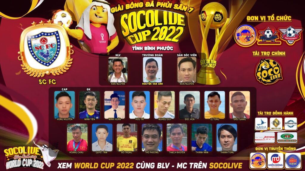 Danh sách cầu thủ SC FC tại Giải bóng đá Bình Phước S7 Socolive Cup 2022