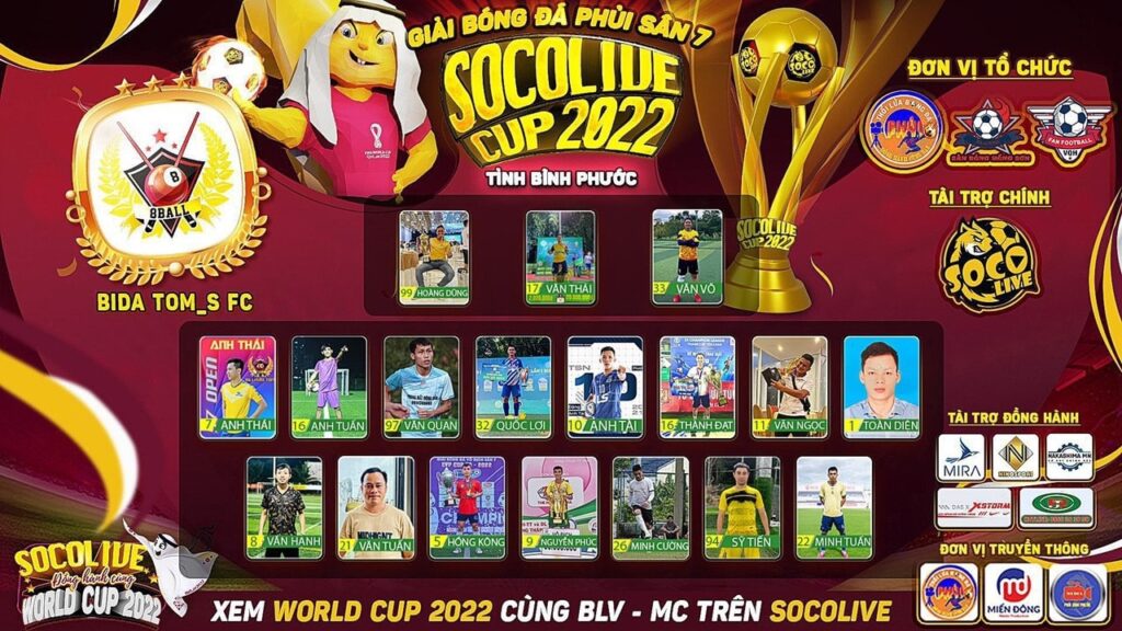 Danh sách cầu thủ BIDA TOM’S FC tại Giải bóng đá Bình Phước S7 Socolive Cup 2022