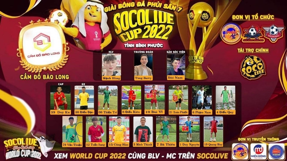 Danh sách cầu thủ BẢO LONG FC tại Giải bóng đá Bình Phước S7 Socolive Cup 2022