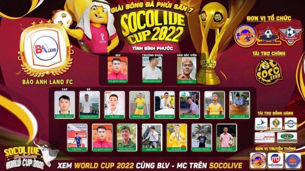 Danh sách cầu thủ Bảo Anh Land FC tại Giải bóng đá Bình Phước S7 Socolive Cup 2022