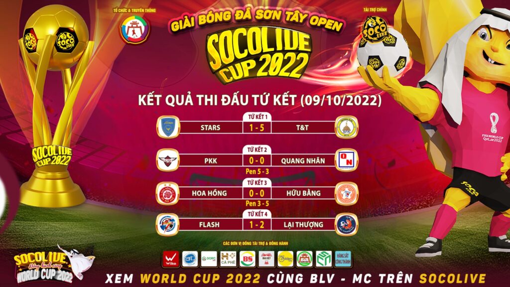 Kết Quả Thi Đấu Tứ Kết Giải Bóng Đá Phủi Sơn Tây Open Socolive Cup 2022
