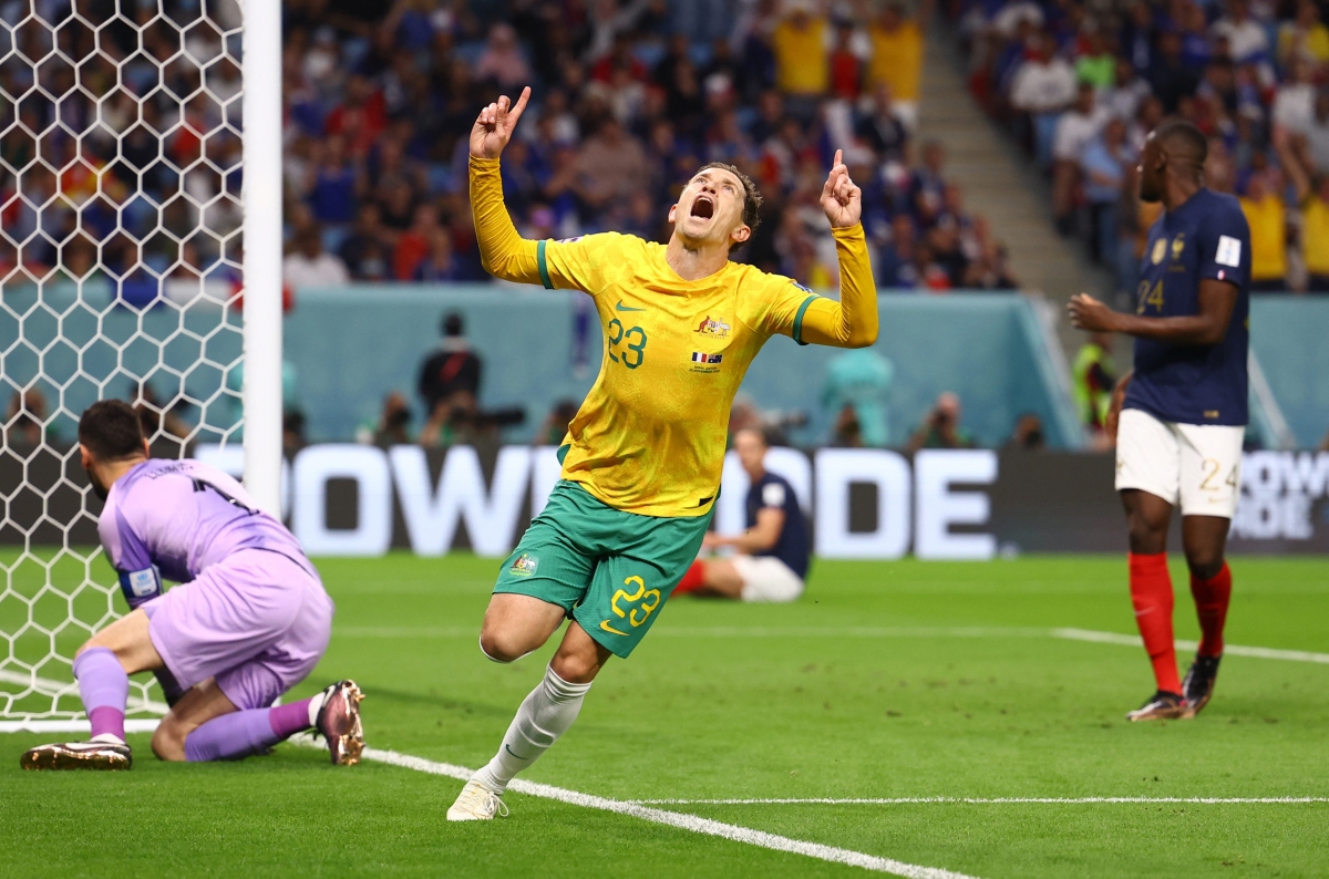 Tưởng rằng Úc có thể tạo bất ngờ khi ghi bàn mở tỉ số trước Pháp tại World Cup 2022