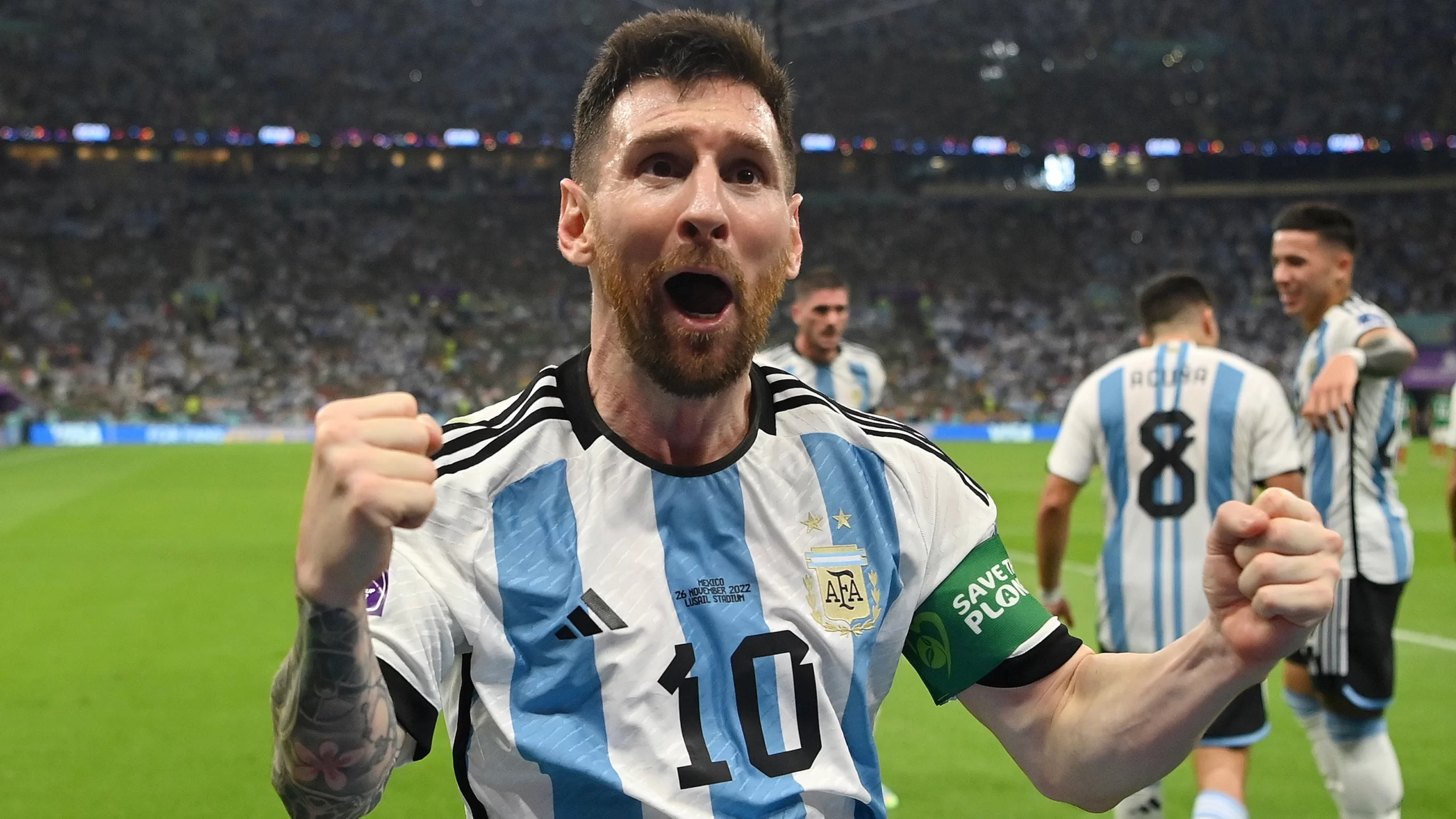 Messi ăn mừng bàn thắng trước Mexico World Cup 2022 