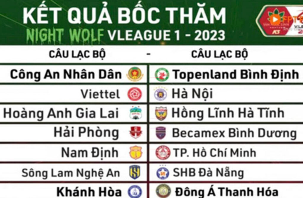 Cập nhật lịch thi đấu bóng đá V-League 2023