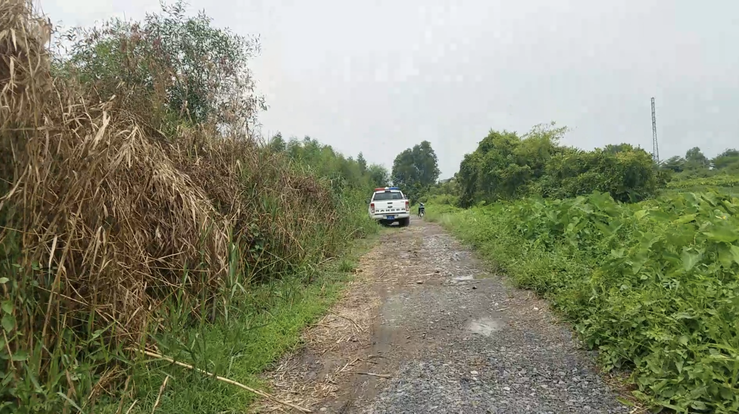 Đoạn đường đất xã Bình Mỹ, huyện Củ Chi, TP HCM nơi phát hiện vụ việc